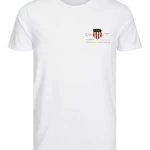 T-SHIRT 100% ΒΑΜΒΑΚΙ ΜΕ LOGO - ΛΕΥΚΟ - GANT ΜΙΚΡΟ