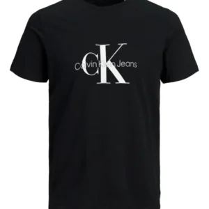 T-SHIRT 100% ΒΑΜΒΑΚΙ ΜΕ LOGO - ΜΑΥΡΟ - CALVIN KLEIN ΜΕΓΑΛΟ