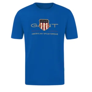 T-SHIRT 100% ΒΑΜΒΑΚΙ ΜΕ LOGO - ΜΠΛΕ ΡΟΥΑ - GANT ΜΕΓΑΛΟ