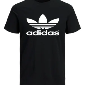 T-SHIRT 100% ΒΑΜΒΑΚΙ ΜΕ LOGO - ΜΑΥΡΟ - ΤΡΙΦΥΛΛΙ ΜΕΓΑΛΟ