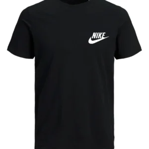 T-SHIRT 100% ΒΑΜΒΑΚΙ ΜΕ LOGO - ΜΑΥΡΟ - NIKE ΜΙΚΡΟ