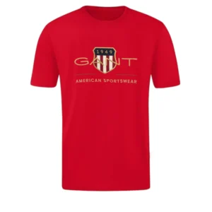 T-SHIRT 100% ΒΑΜΒΑΚΙ ΜΕ LOGO - ΚΟΚΚΙΝΟ - GANT ΜΕΓΑΛΟ