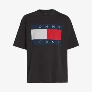 T-SHIRT 100% ΒΑΜΒΑΚΙ ΜΕ LOGO - ΜΑΥΡΟ - TOMMY JEANS ΜΕΓΑΛΟ