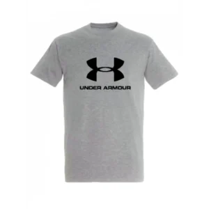 T-shirt ΑΠΟ 100% ΒΑΜΒΑΚΙ ΜΕ ΜΑΥΡΟ LOGO - ΓΚΡΙ - UA