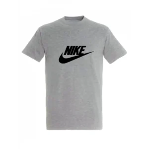 T-SHIRT 100% ΒΑΜΒΑΚΙ ΜΕ LOGO - ΓΚΡΙ - NIKE ΜΕΓΑΛΟ