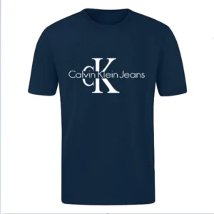T-SHIRT 100% ΒΑΜΒΑΚΙ ΜΕ LOGO - ΜΠΛΕ ΣΚΟΥΡΟ - CALVIN KLEIN ΜΕΓΑΛΟ