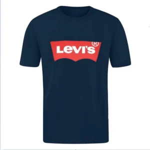 T-SHIRT 100% ΒΑΜΒΑΚΙ ΜΕ LOGO - ΜΠΛΕ ΣΚΟΥΡΟ - LEVIS ΜΕΓΑΛΟ