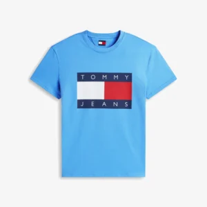 T-SHIRT 100% ΒΑΜΒΑΚΙ ΜΕ LOGO - ΜΠΛΕ ΡΟΥΑ - TOMMY JEANS ΜΕΓΑΛΟ