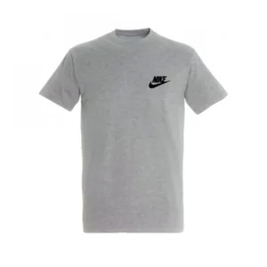 T-SHIRT 100% ΒΑΜΒΑΚΙ ΜΕ LOGO - ΓΚΡΙ - NIKE ΜΙΚΡΟ