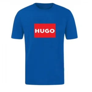 T-SHIRT 100% ΒΑΜΒΑΚΙ ΜΕ LOGO - ΜΠΛΕ ΡΟΥΑ - HUGO