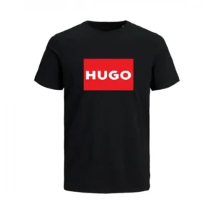 T-SHIRT 100% ΒΑΜΒΑΚΙ ΜΕ LOGO - ΜΑΥΡΟ - HUGO