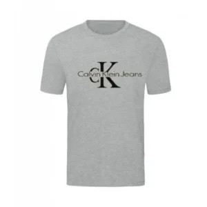 T-SHIRT 100% ΒΑΜΒΑΚΙ ΜΕ LOGO - ΓΚΡΙ - CALVIN KLEIN ΜΕΓΑΛΟ
