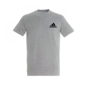 T-SHIRT 100% ΒΑΜΒΑΚΙ ΜΕ LOGO - ΓΚΡΙ - ΓΡΑΜΜΕΣ ΜΙΚΡΟ