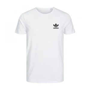 T-SHIRT 100% ΒΑΜΒΑΚΙ ΜΕ LOGO - ΛΕΥΚΟ - ΤΡΙΦΥΛΛΙ ΜΙΚΡΟ