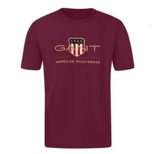 T-SHIRT 100% ΒΑΜΒΑΚΙ ΜΕ LOGO - ΜΠΟΡΝΤΟ - GANT ΜΕΓΑΛΟ