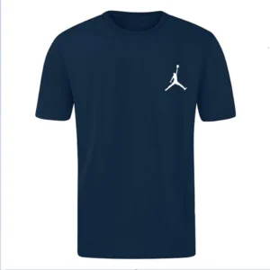 T-SHIRT 100% ΒΑΜΒΑΚΙ ΜΕ LOGO - ΜΠΛΕ ΣΚΟΥΡΟ - ΤΖΟΡΝΤΑΝ ΜΙΚΡΟ