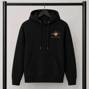 Μαύρο φούτερ με κουκούλα Gant American Sportwear με Logo