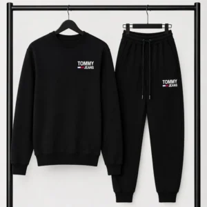 Μαύρο Σετ Φόρμας Tommy Jeans με Logo – Φούτερ λαιμοκοψη & Παντελόνι