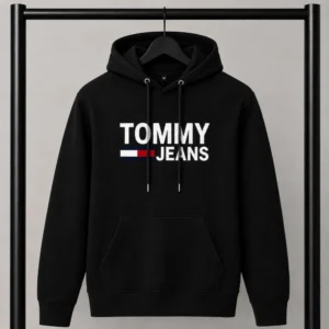 Μαύρο φούτερ με κουκούλα Tommy Jeans με Logo