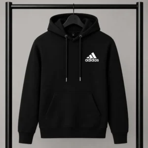 Μαύρο φούτερ με κουκούλα Adidas με Logo