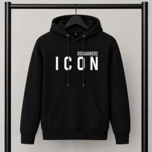 Μαύρο φούτερ με κουκούλα Dsquared2 Icon με Logo