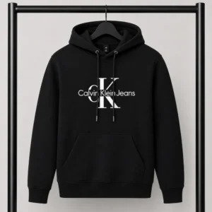 Μαύρο φούτερ με κουκούλα Calvin Klein Jeans με Logo
