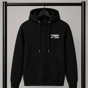 Μαύρο φούτερ με κουκούλα Tommy Jeans με Logo