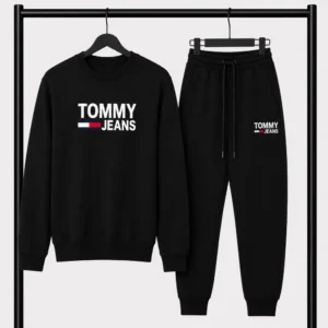 Μαύρο Σετ Φόρμας Tommy Jeans με Logo – Φούτερ λαιμοκοψη & Παντελόνι