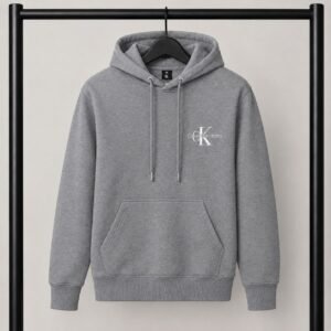 Γκρι φούτερ με κουκούλα Calvin Klein Jeans με Logo