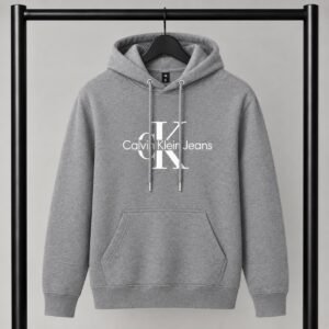 Γκρι φούτερ με κουκούλα Calvin Klein Jeans με Logo