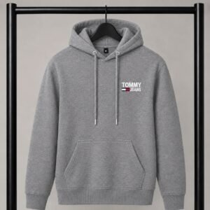 Γκρι φούτερ με κουκούλα Tommy Jeans με Logo