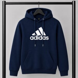 Μπλε σκούρο φούτερ με κουκούλα Adidas με Logo
