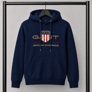 Μπλε σκούρο φούτερ με κουκούλα Gant American Sportwear με Logo