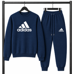 Μπλε σκούρο Σετ Φόρμας Adidas με Logo – Φούτερ λαιμοκοψη & Παντελόνι