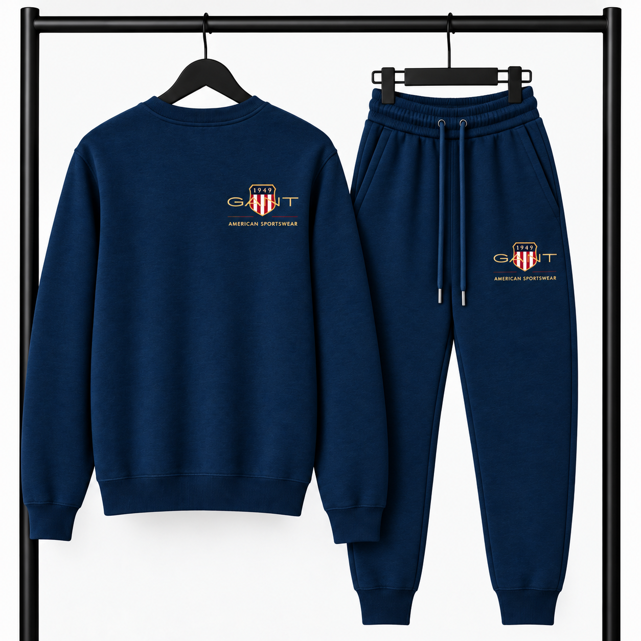 Μπλε σκούρο Σετ Φόρμας Gant American Sportwear με Logo – Φούτερ λαιμοκοψη & Παντελόνι