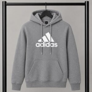 Γκρι φούτερ με κουκούλα Adidas με Logo