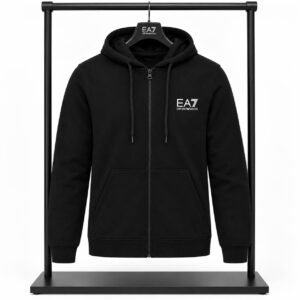 Ζακέτα Φούτερ μαύρη με Κουκούλα & Φερμουάρ EA7 Emporio Armani