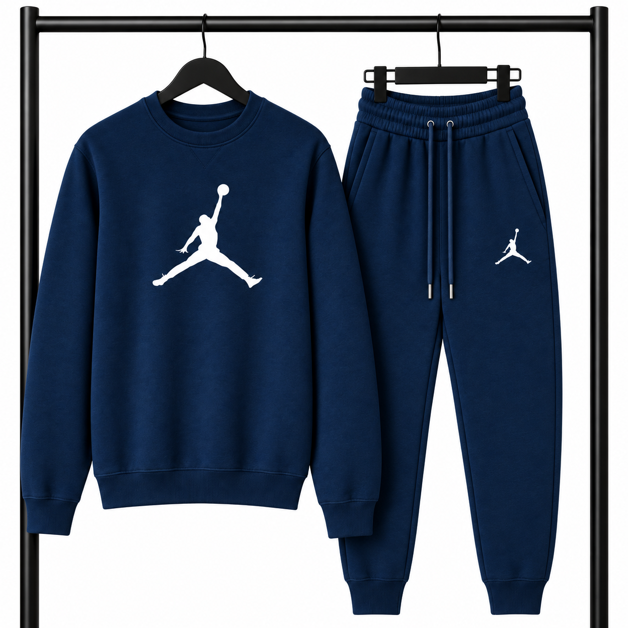 Μπλε σκούρο Σετ Φόρμας Jordan με Logo – Φούτερ λαιμοκοψη & Παντελόνι