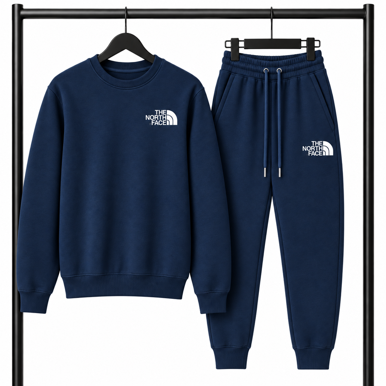 Μπλε σκούρο Σετ Φόρμας The North Face με Logo – Φούτερ λαιμοκοψη & Παντελόνι
