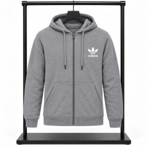 Ζακέτα Φούτερ γκρι με Κουκούλα & Φερμουάρ Adidas Trefoild