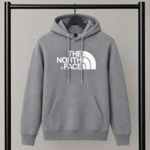 Γκρι φούτερ με κουκούλα The North Face με Logo