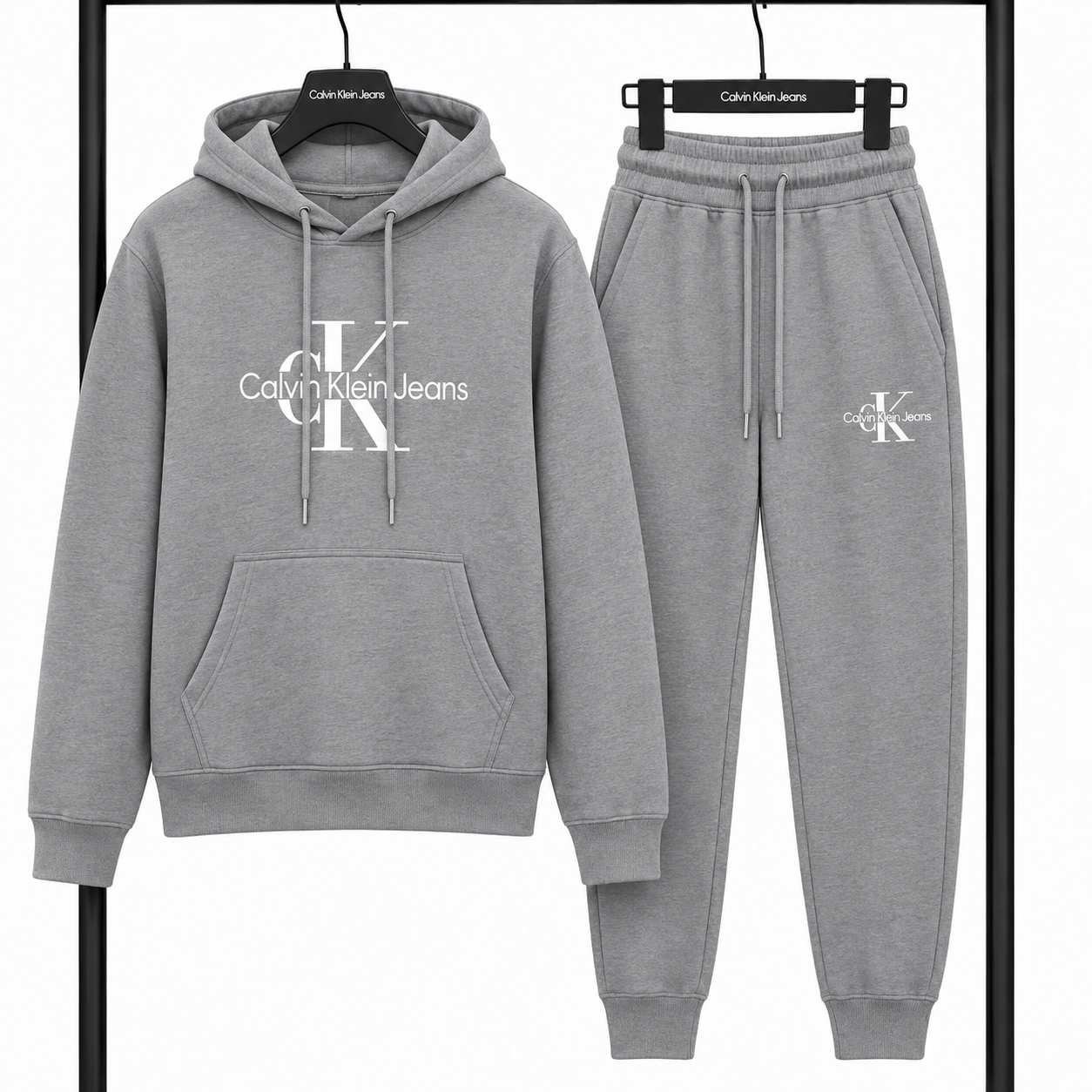 Σετ Φόρμας CALVIN KLEIN JEANS με Φούτερ κουκούλα  & Παντελόνι – Γκρι