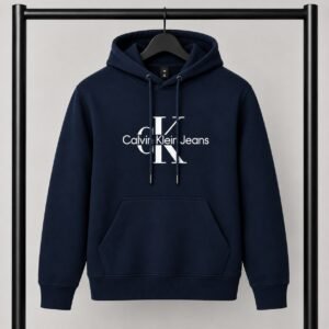 Μπλε σκούρο φούτερ με κουκούλα Calvin Klein Jeans με Logo