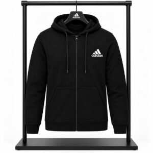 Ζακέτα Φούτερ μαύρη με Κουκούλα & Φερμουάρ Adidas