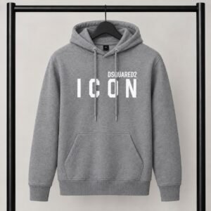 Γκρι φούτερ με κουκούλα Dsquared2 Icon με Logo