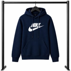 Μπλε σκούρο φούτερ με κουκούλα Nike με Logo