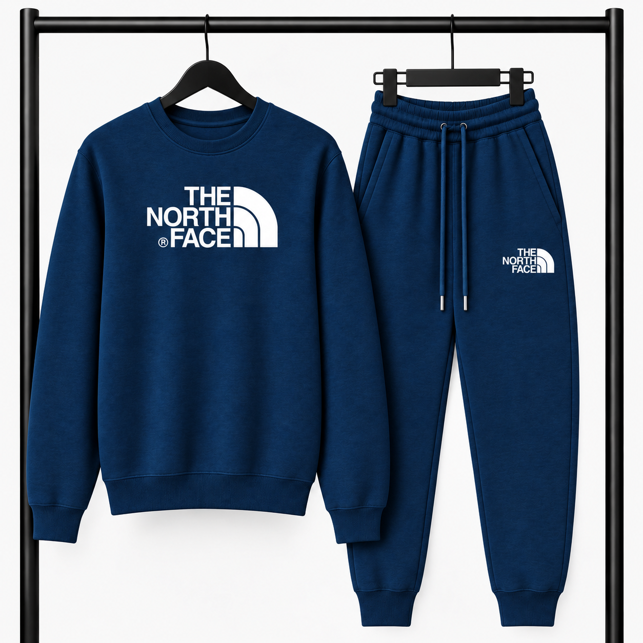 Μπλε σκούρο Σετ Φόρμας The North Face με Logo – Φούτερ λαιμοκοψη & Παντελόνι