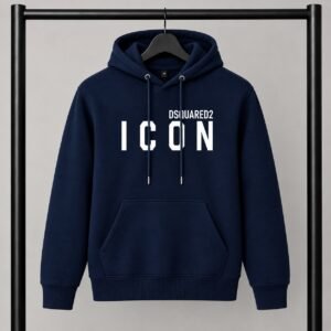 Μπλε σκούρο φούτερ με κουκούλα Dsquared2 Icon με Logo