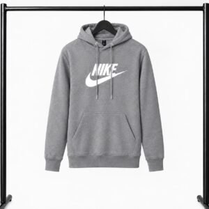 Γκρι φούτερ με κουκούλα Nike με Logo