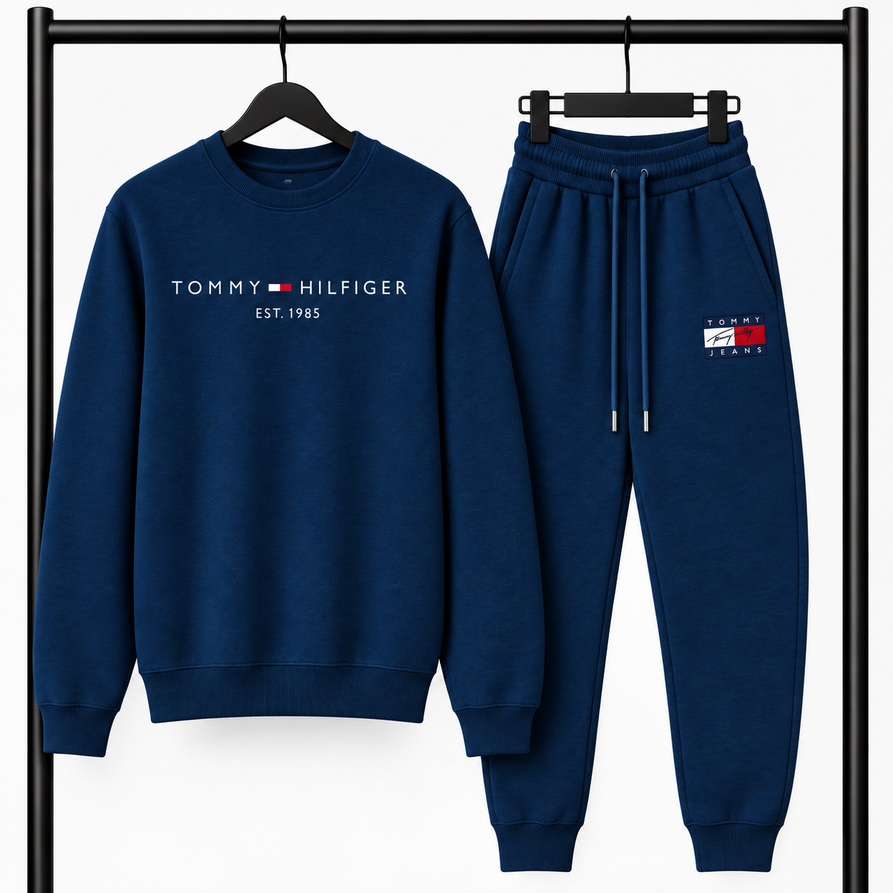 Μπλε σκούρο Σετ Φόρμας Tommy Hilfiger Est. 1985 με Logo – Φούτερ λαιμοκοψη & Παντελόνι